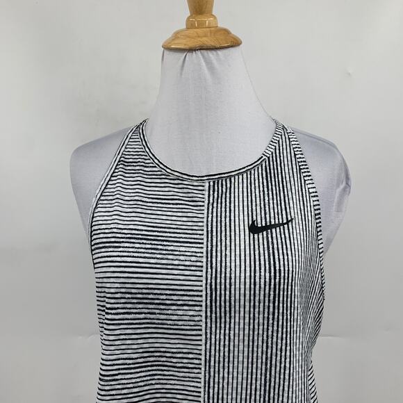 Nike Tank Top Womens M Medium White Black Dri Fit Court Printed Running Athletic - Picture 3 of 12
